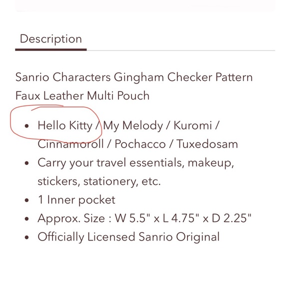 New hello kitty purple gingham checkered pattern pouch - Picture 4 of 6